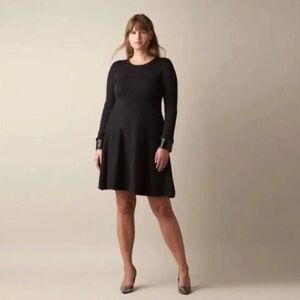 Jason Wu JW Black Knit Long Sleeve Sweater Dress Sz Medium Sequin Sleeve Cuffs